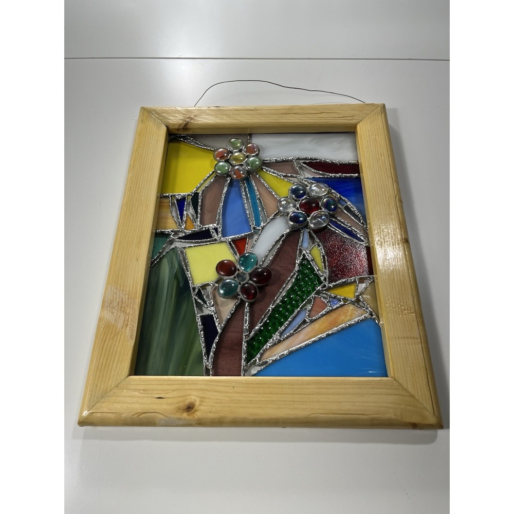 Framed Stain Glass Picture By J&M Beautiful Rare Piece Authentic Original